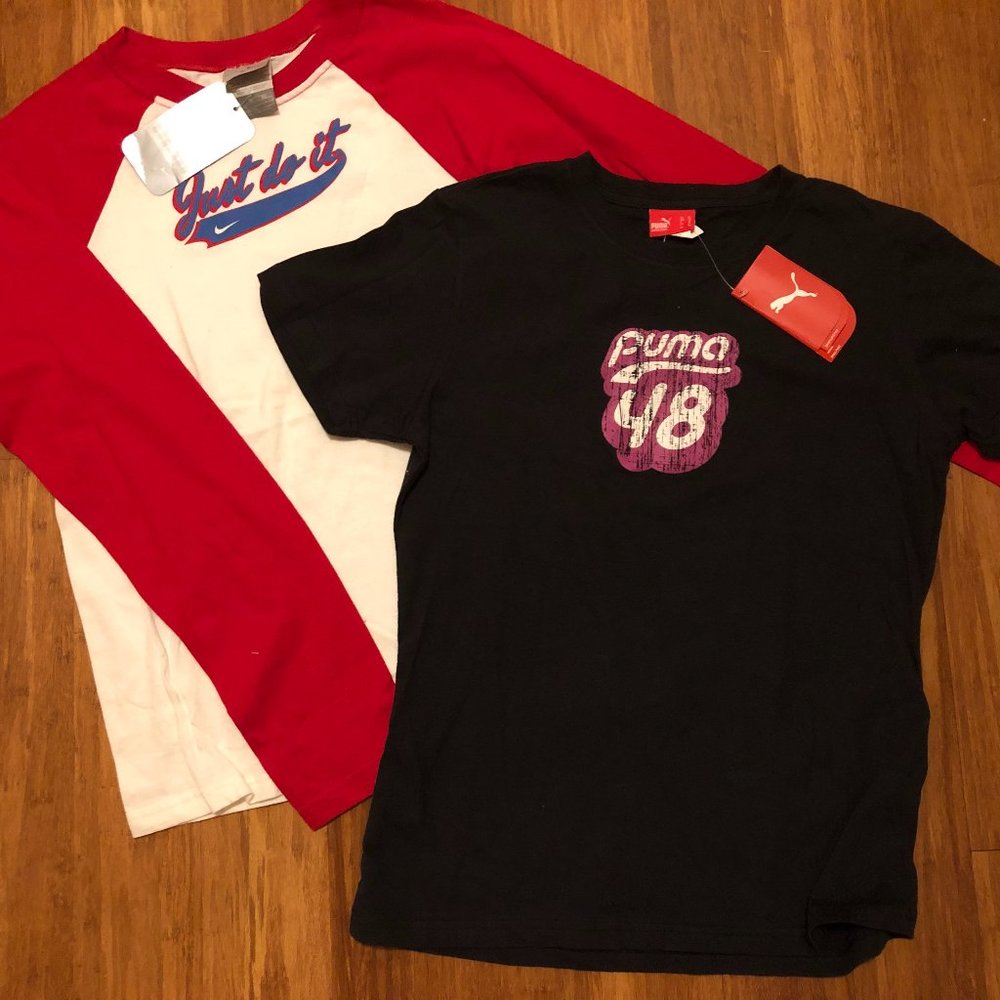 Lot of 2 NEW (with tags) Juniors Athletic Tops T-shirts  NIKE  PUMA XL